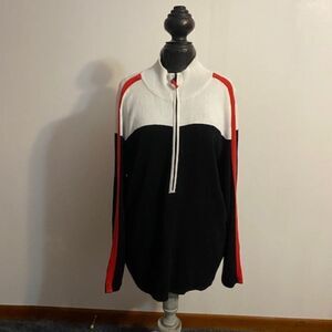 Lauren Ralph Lauren Active Red Black White color block 3/4 zip sweater , size 3X